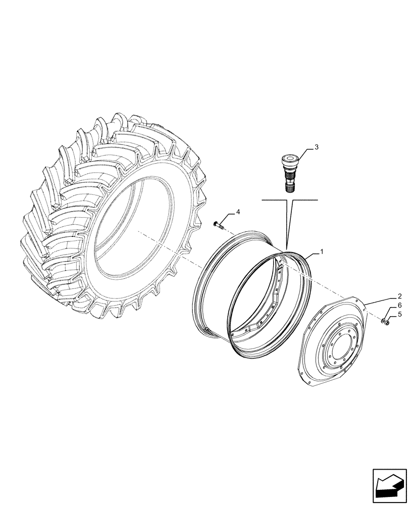 Схема запчастей Case IH FARMALL 120U - (44.520.090) - VAR - 8364401, 8365401, 8964401 - REAR WHEEL (W15LX34) (44) - WHEELS