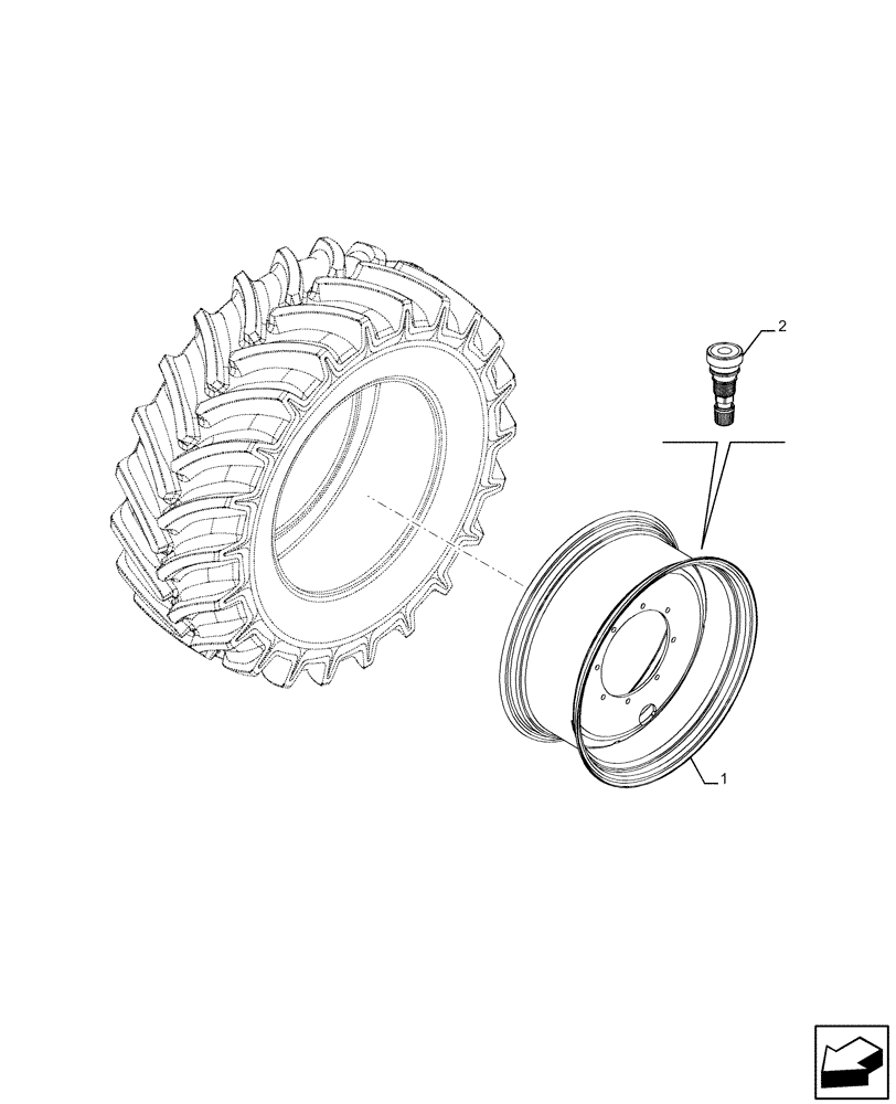 Схема запчастей Case IH FARMALL 110U - (44.511.080) - VAR - 8870301 - FRONT WHEEL (W10X24) (44) - WHEELS