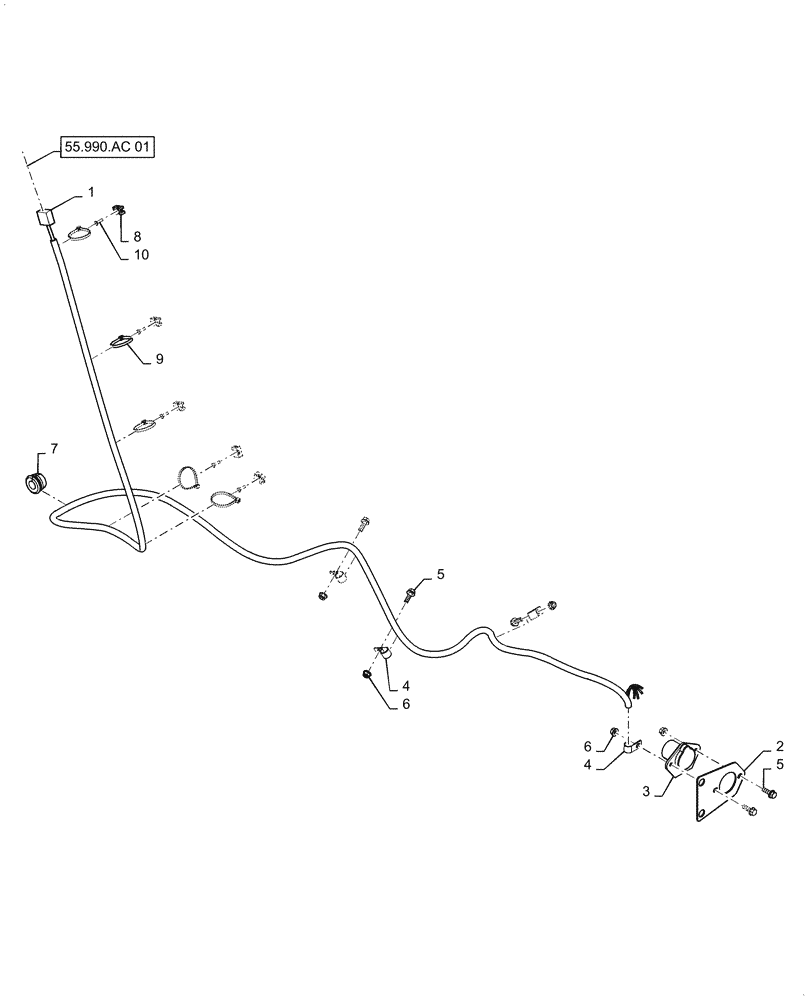 Схема запчастей Case IH 6140 - (55.130.AR[01]) - TRAILER HITCH HARNESS (55) - ELECTRICAL SYSTEMS