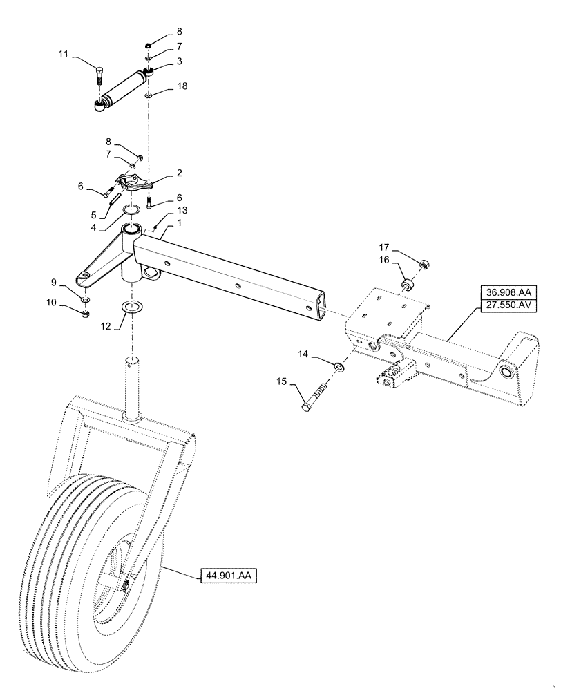 Схема запчастей Case IH WD1204 - (27.550.AU) - AXLE EXTENSIONS, REAR, SUSPENDED, BSN YGG677499 (27) - REAR AXLE SYSTEM