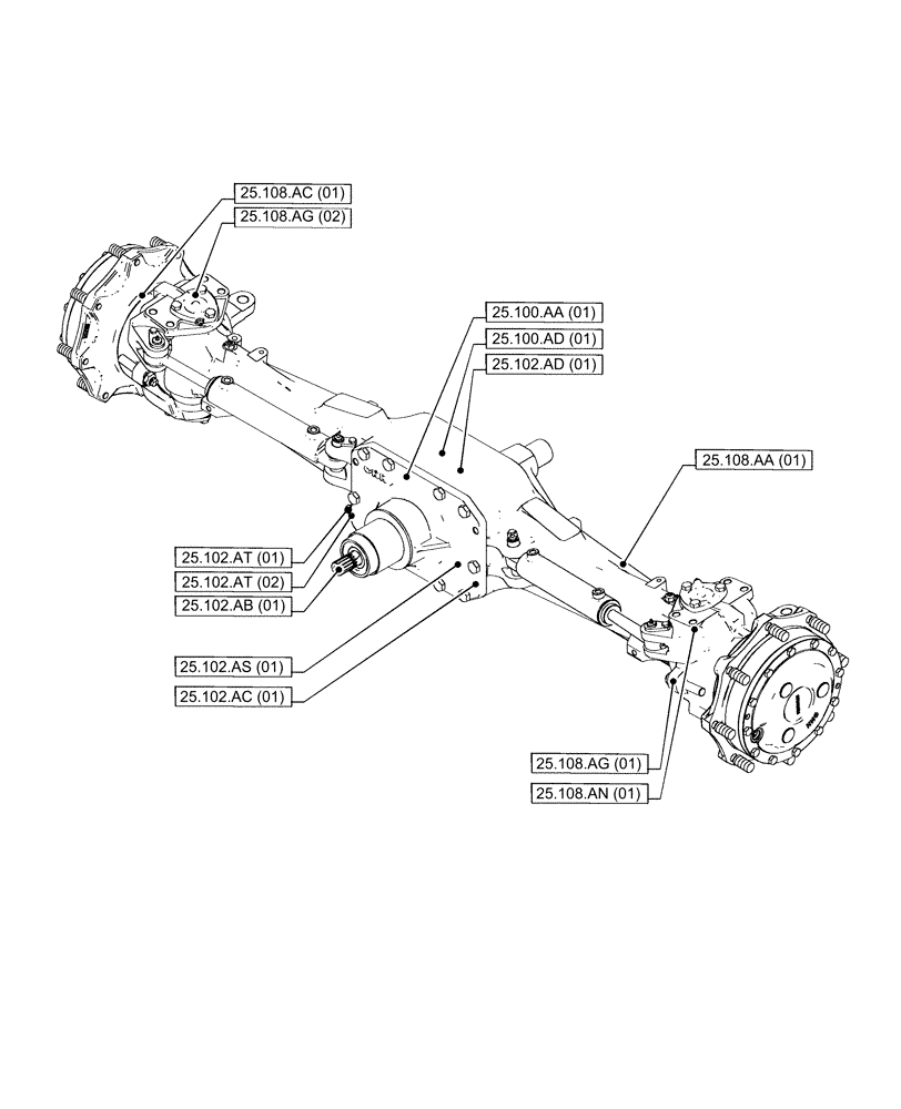 Схема запчастей Case IH PUMA 185 - (00.000.25[01]) - PICTORIAL INDEX - FRONT AXLE SYSTEM (00) - GENERAL & PICTORIAL INDEX