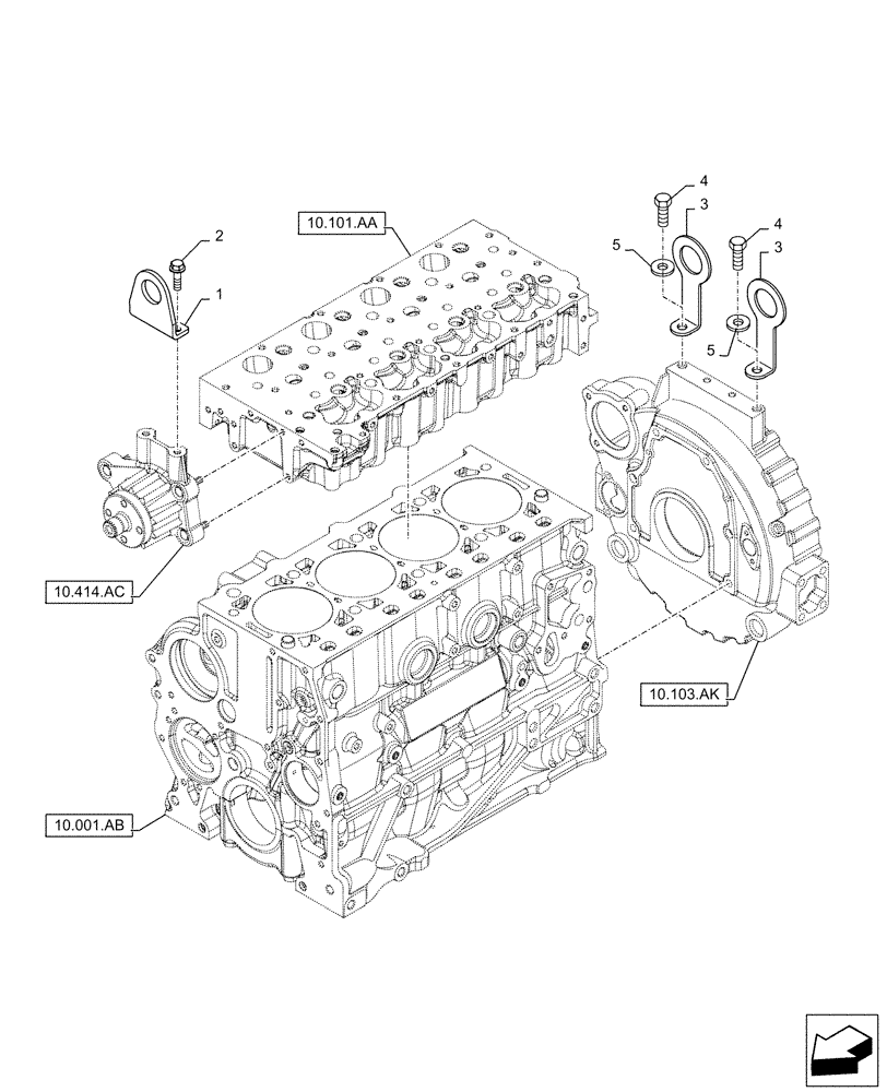 Схема запчастей Case IH F5GFL413A B019 - (10.001.AK) - HOOKS - ENGINE (10) - ENGINE