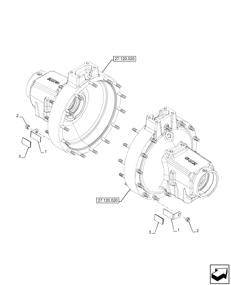 Схема запчастей Case IH OPTUM 270 CVT - (55.404.210) - EXTERNAL REFLECTOR (55) - ELECTRICAL SYSTEMS