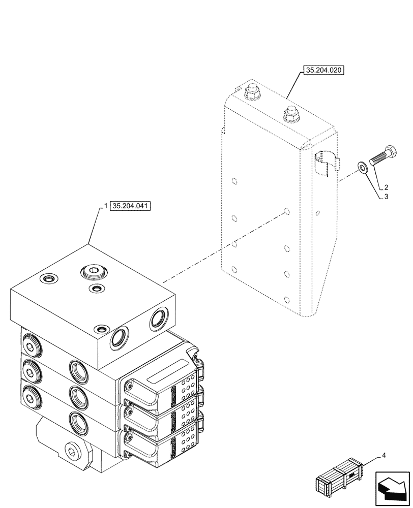 Схема запчастей Case IH OPTUM 270 CVT - (35.204.040) - VAR - 758066 - 3 MID-MOUNT CONTROL VALVES (35) - HYDRAULIC SYSTEMS