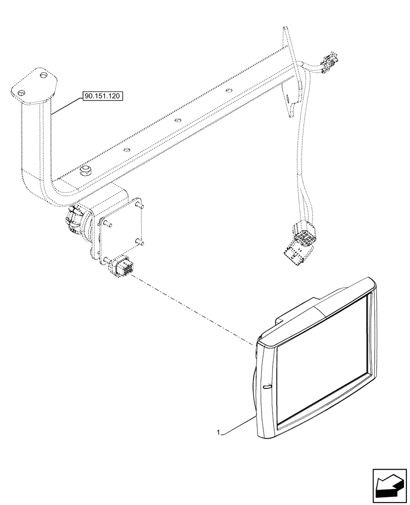 Схема запчастей Case IH OPTUM 270 CVT - (55.785.050) - VAR - 758156, 758157, 758158 - PILLAR, MONITOR (FRED), W/ AND W/O AUTOGUIDANCE (55) - ELECTRICAL SYSTEMS