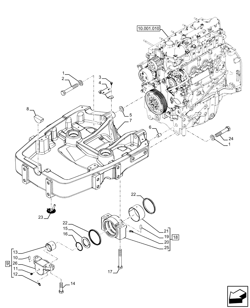 Схема запчастей Case IH FARMALL 120U - (25.100.100) - VAR - 335156, 390789 - FRONT AXLE SUPPORT (25) - FRONT AXLE SYSTEM