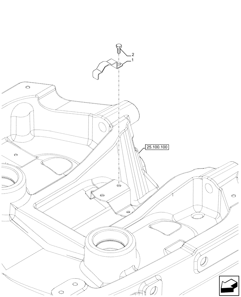 Схема запчастей Case IH FARMALL 120U - (25.100.110) - VAR - 335156, 390789, 744558, 744942, 744943, 758288, 758385 - FRONT AXLE SUPPORT, BRACKET (25) - FRONT AXLE SYSTEM