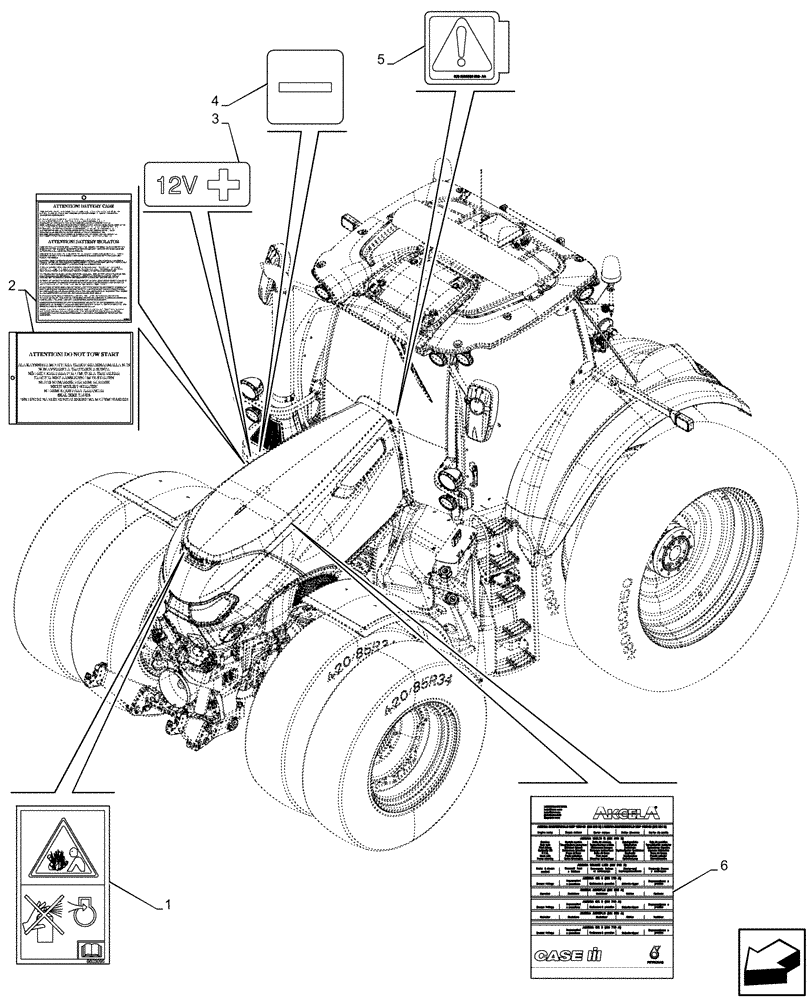 Схема запчастей Case IH OPTUM 270 CVT - (90.108.360) - CONTROL, DECAL (90) - PLATFORM, CAB, BODYWORK AND DECALS