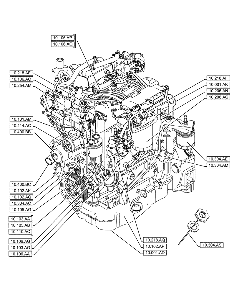 Схема запчастей Case IH F5GFL413A B021 - (00.000.10[01]) - PICTORIAL INDEX - ENGINE (00) - GENERAL & PICTORIAL INDEX