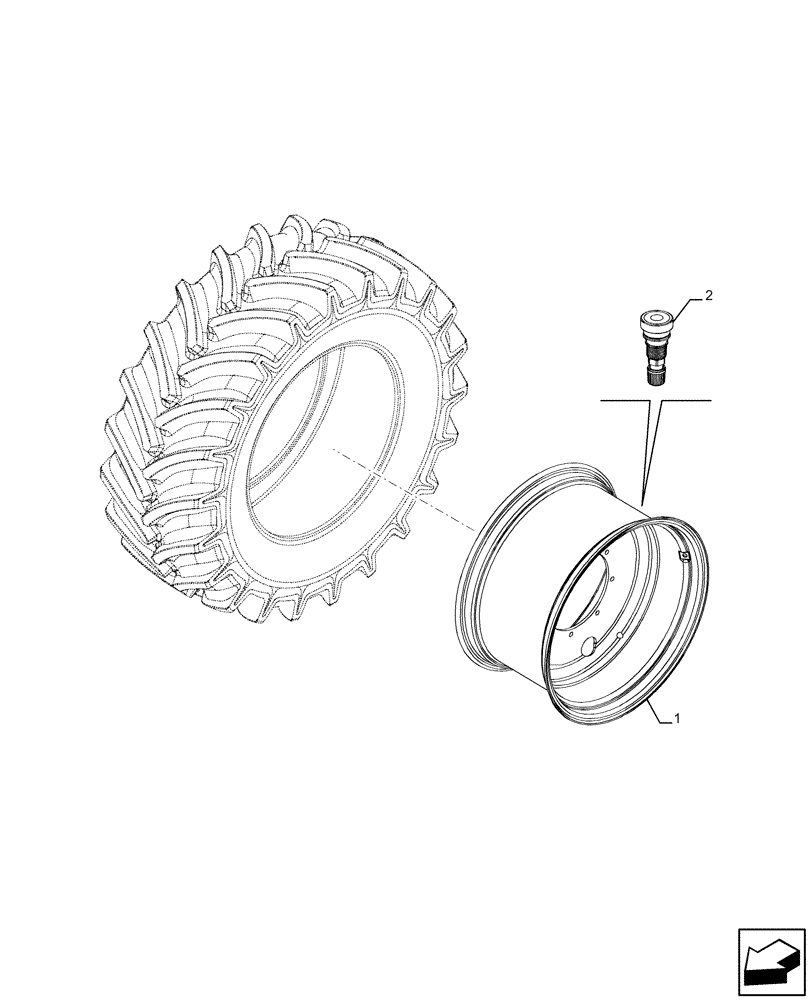 Схема запчастей Case IH FARMALL 120U - (44.511.020) - VAR - 8224604 - FRONT WHEEL (W16LX28) (44) - WHEELS