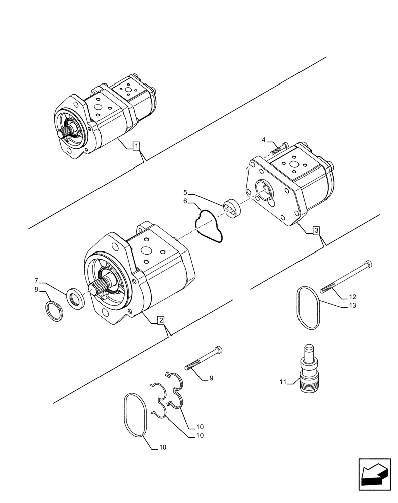 Схема запчастей Case IH FARMALL 110U - (35.304.040) - VAR - 334119 - PUMP 80LT (32CC/16CC), COMPONENTS (35) - HYDRAULIC SYSTEMS