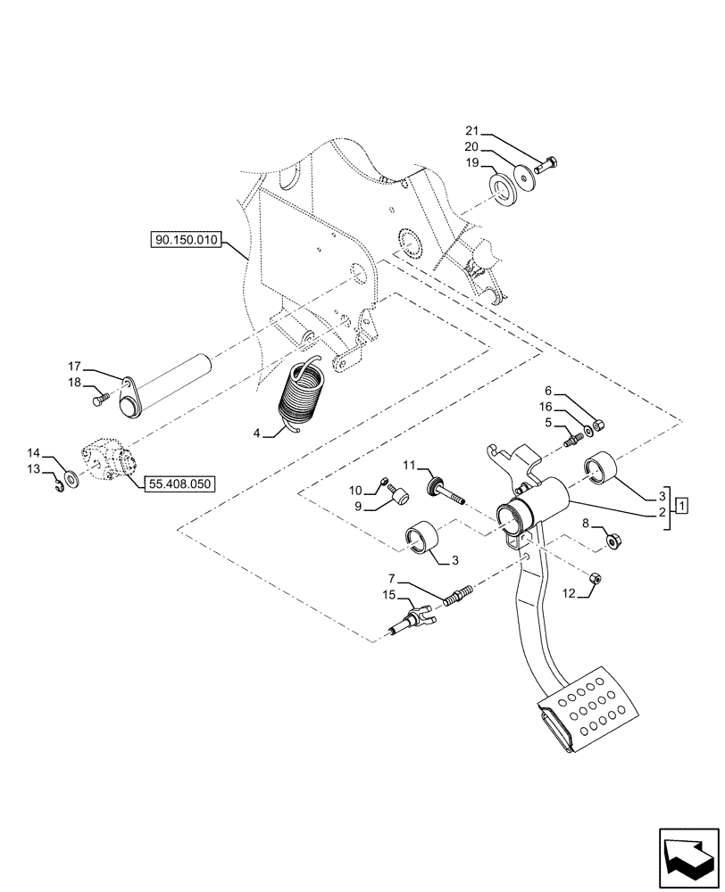 Схема запчастей Case IH FARMALL 120U - (18.100.010) - VAR - 331444, 332147, 335387, 336730, 339434, 391246 - CLUTCH, PEDAL (18) - CLUTCH