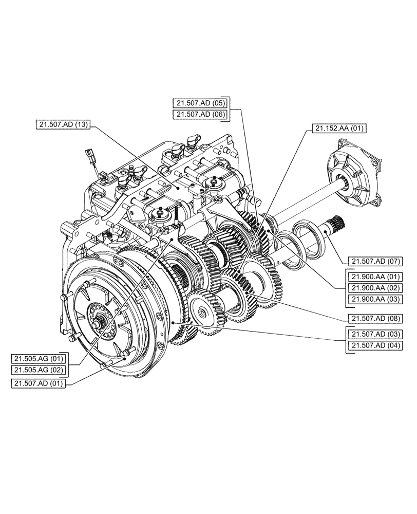 Схема запчастей Case IH PUMA 185 - (00.000.21[04]) - PICTORIAL INDEX - TRANSMISSION (00) - GENERAL & PICTORIAL INDEX