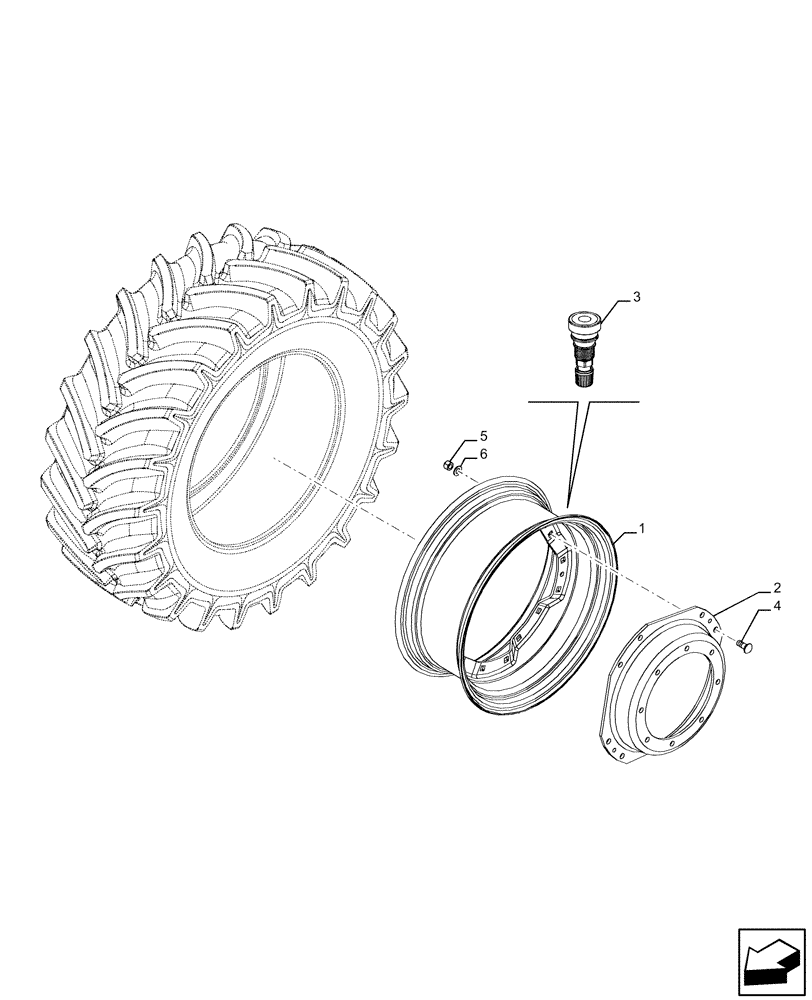 Схема запчастей Case IH FARMALL 120U - (44.511.060) - VAR - 8838501 - FRONT WHEEL (W12X28) (44) - WHEELS