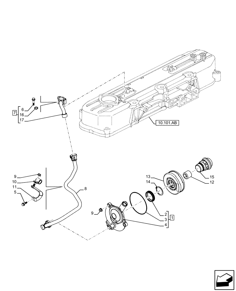 Схема запчастей Case IH F5GFL413A B019 - (10.304.AP) - BREATHER (10) - ENGINE