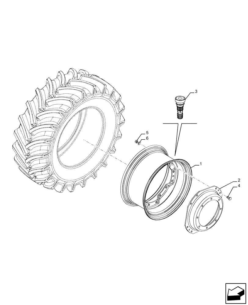 Схема запчастей Case IH FARMALL 120U - (44.511.050) - VAR - 8818401, 8844301 - FRONT WHEEL (W14LX24) (44) - WHEELS