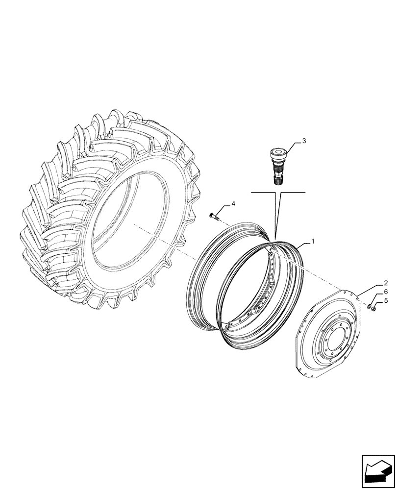 Схема запчастей Case IH FARMALL 120U - (44.520.080) - VAR - 8372401 - REAR WHEEL (DWW12LX38) (44) - WHEELS