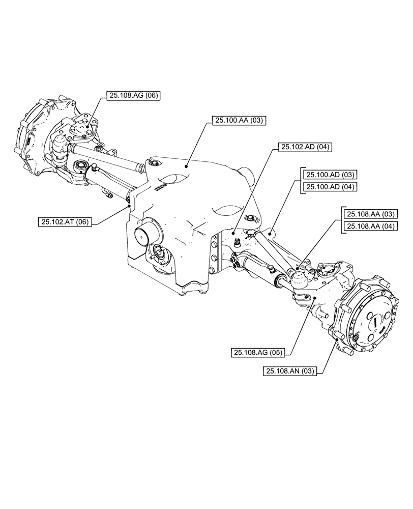 Схема запчастей Case IH PUMA 185 - (00.000.25[03]) - PICTORIAL INDEX - FRONT AXLE SYSTEM (00) - GENERAL & PICTORIAL INDEX