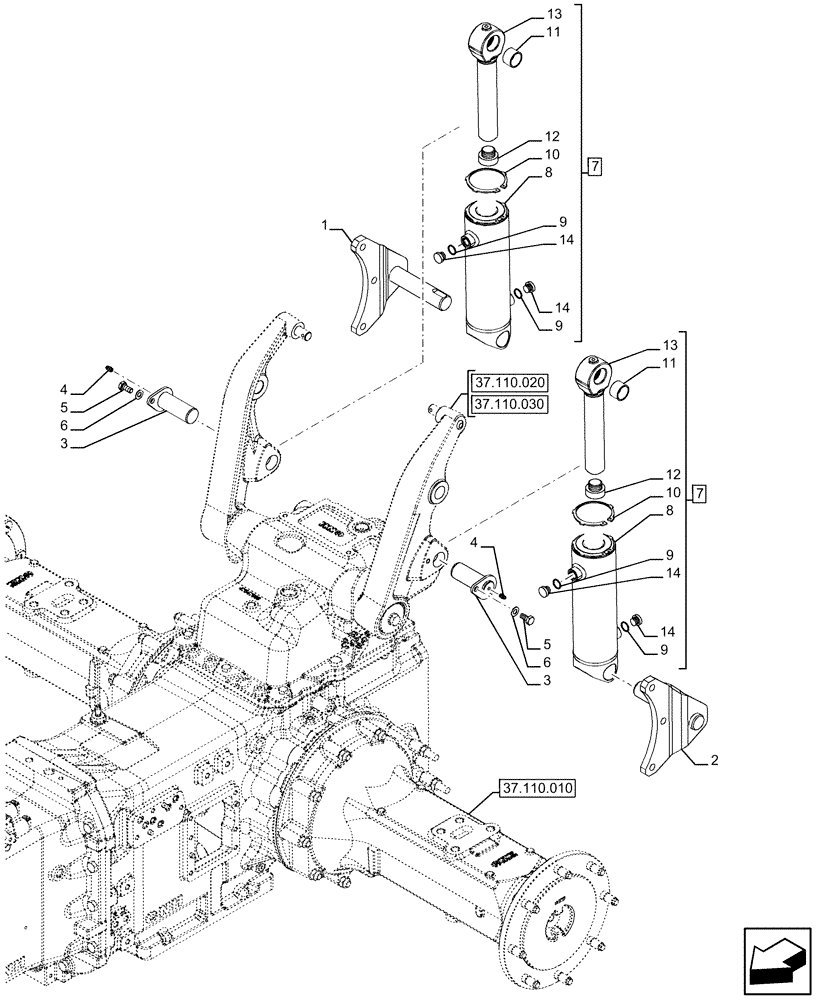 Схема запчастей Case IH FARMALL 110U - (35.116.010) - VAR - 758289 - LIFT CYLINDER (35) - HYDRAULIC SYSTEMS