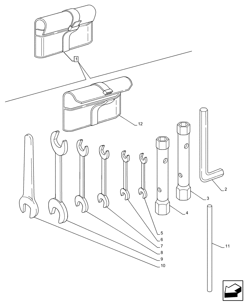 Схема запчастей Case IH OPTUM 270 CVT - (88.100.160) - TOOL BAG (88) - ACCESSORIES