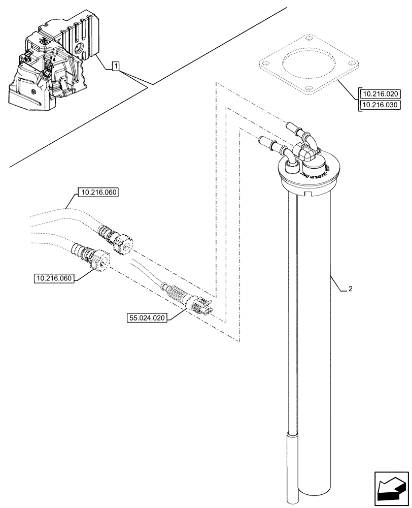 Схема запчастей Case IH FARMALL 120U - (55.011.010) - VAR - 390210 - FUEL TANK, LEVEL, SENSOR (55) - ELECTRICAL SYSTEMS