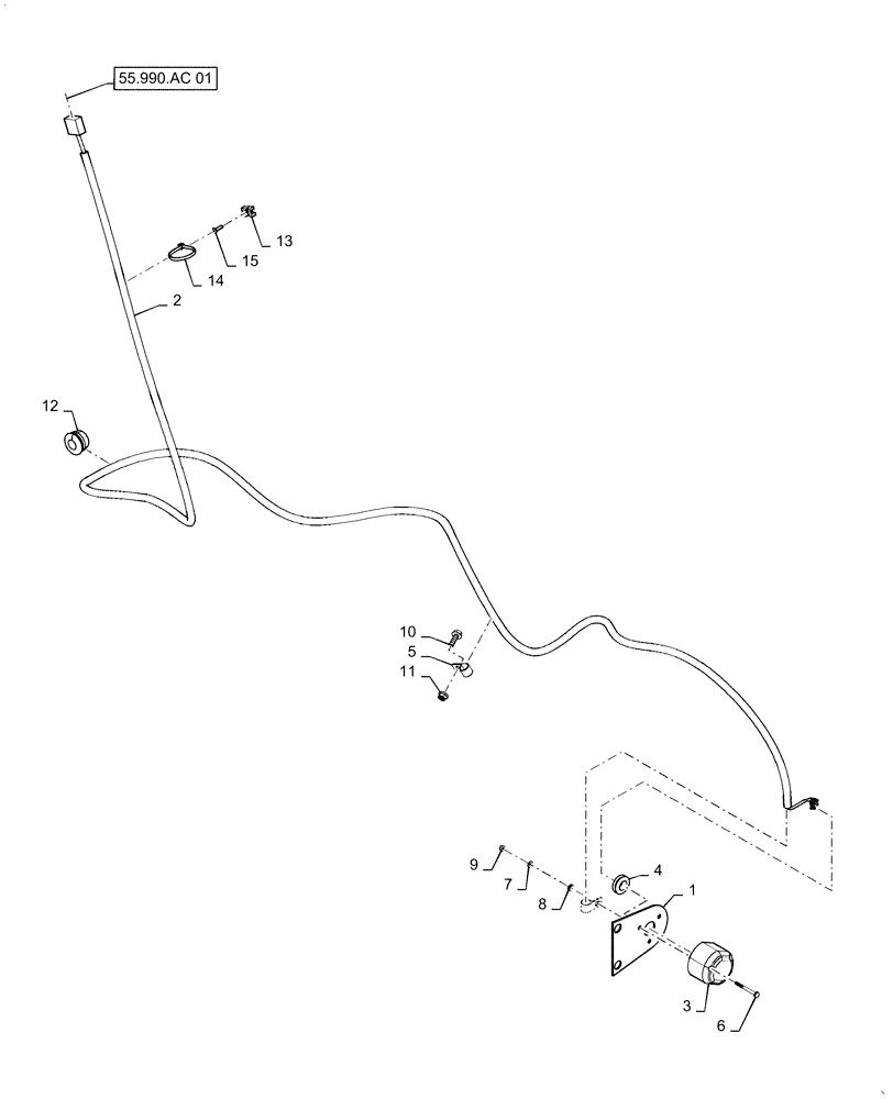 Схема запчастей Case IH 6140 - (55.130.AR[02]) - TRAILER HITCH HARNESS (55) - ELECTRICAL SYSTEMS
