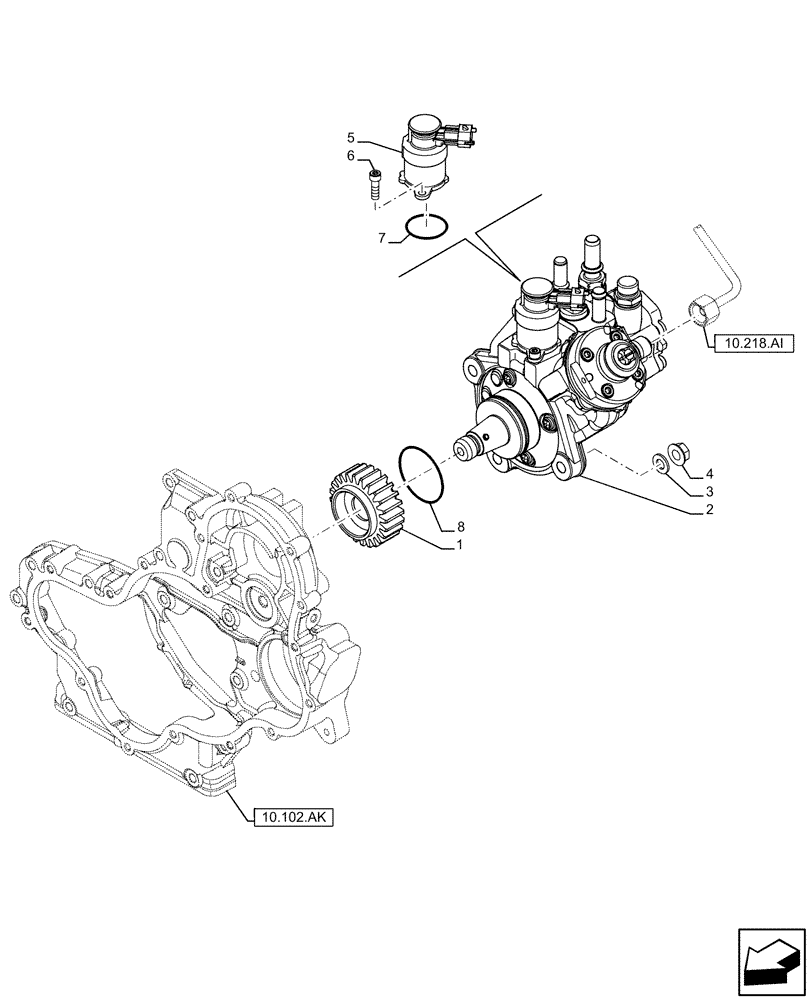 Схема запчастей Case IH F5GFL413A B019 - (10.218.AQ) - FUEL INJECTION PUMP (10) - ENGINE