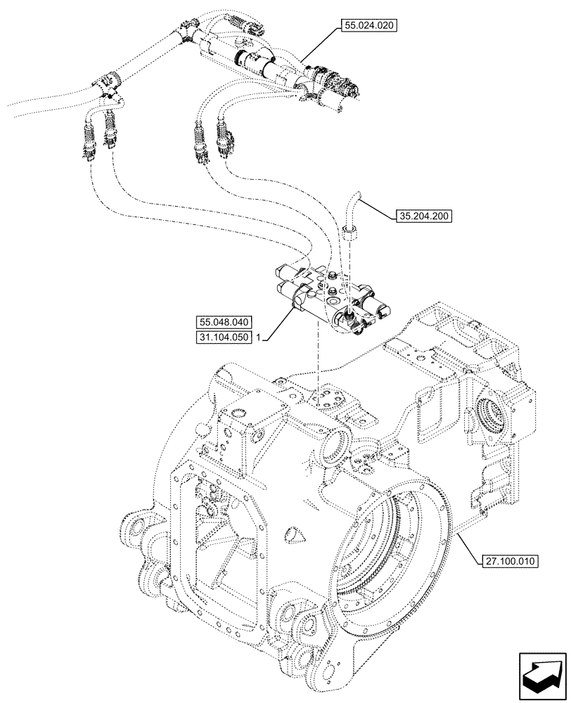 Схема запчастей Case IH OPTUM 270 CVT - (31.104.040) - VAR - 758794 - PTO, CONTROL VALVE (31) - IMPLEMENT POWER TAKE OFF