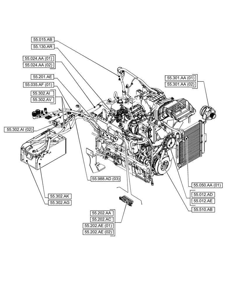 Схема запчастей Case IH PUMA 185 - (00.000.55[03]) - PICTORIAL INDEX - ELECTRICAL SYSTEMS (00) - GENERAL & PICTORIAL INDEX