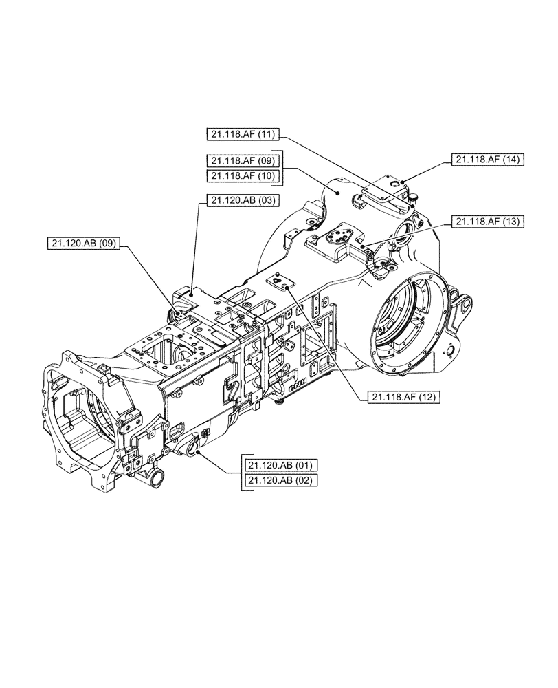 Схема запчастей Case IH PUMA 240 CVT - (21.000.00[01]) - SECTION INDEX - TRANSMISSION (21) - TRANSMISSION