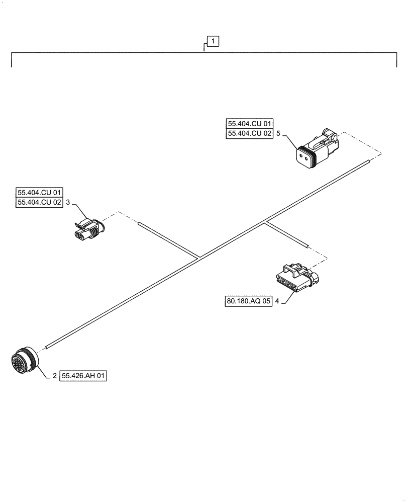 Схема запчастей Case IH 6140 - (55.404.CU[03]) - WIRE HARNESS, UNLOADING TUBE (55) - ELECTRICAL SYSTEMS