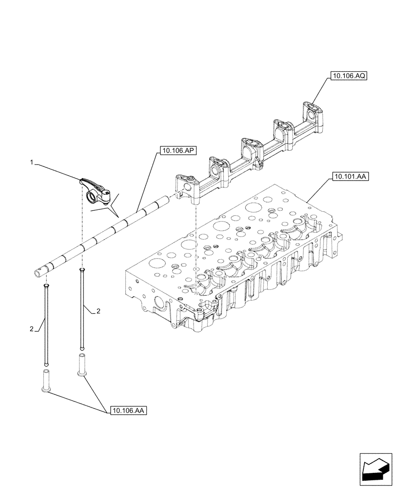 Схема запчастей Case IH F5GFL413A B021 - (10.106.AO) - ROCKER ARM (10) - ENGINE