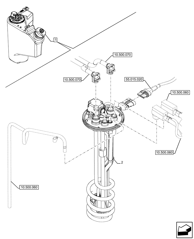 Схема запчастей Case IH FARMALL 120U - (55.988.020) - VAR - 336763, 336764 - DEF/ADBLUE™ TANK, LEVEL, SENSOR (55) - ELECTRICAL SYSTEMS