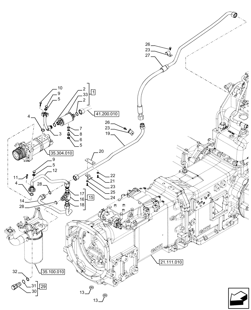 Схема запчастей Case IH FARMALL 120U - (35.100.030) - VAR - 334119 - HYDRAULIC LIFT, PIPE (35) - HYDRAULIC SYSTEMS