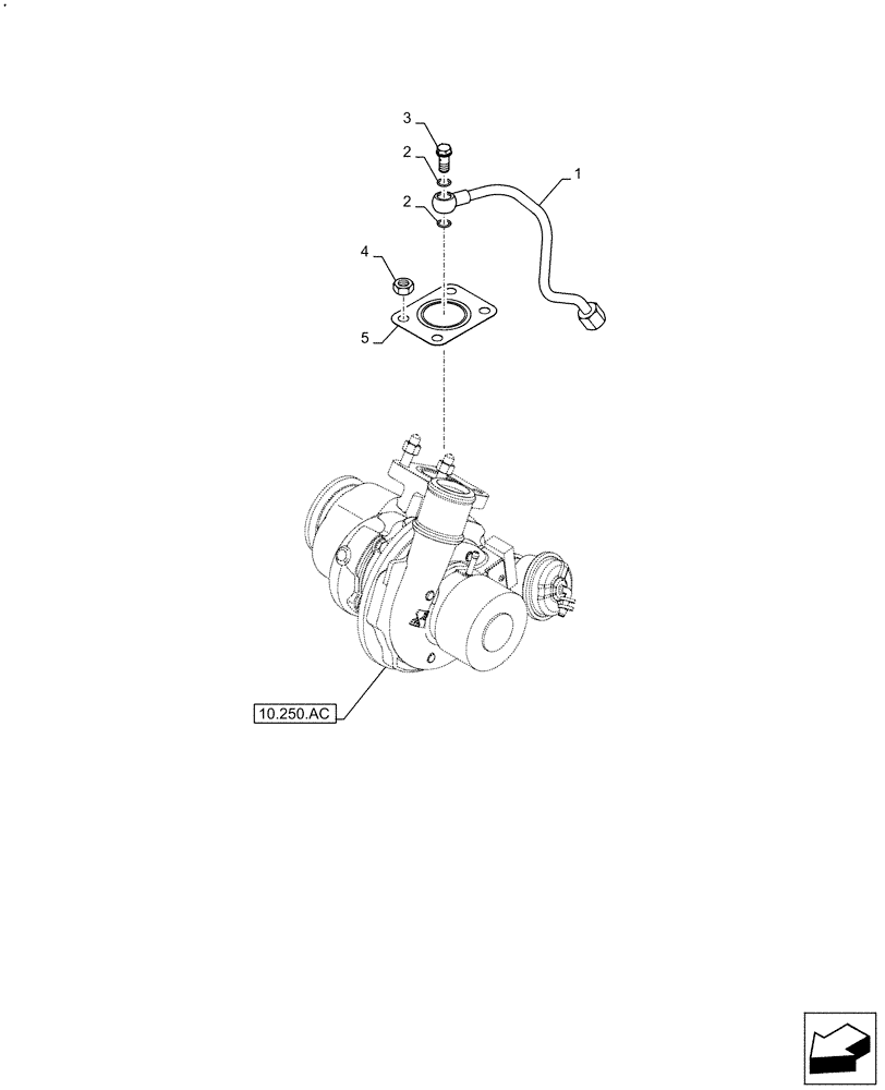 Схема запчастей Case IH F5GFL413A B021 - (10.250.AD) - TURBOCHARGER LUBE LINE (10) - ENGINE