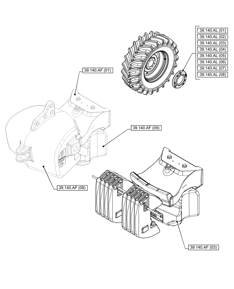 Схема запчастей Case IH PUMA 185 - (00.000.39) - PICTORIAL INDEX - FRAMES AND BALLASTING (00) - GENERAL & PICTORIAL INDEX