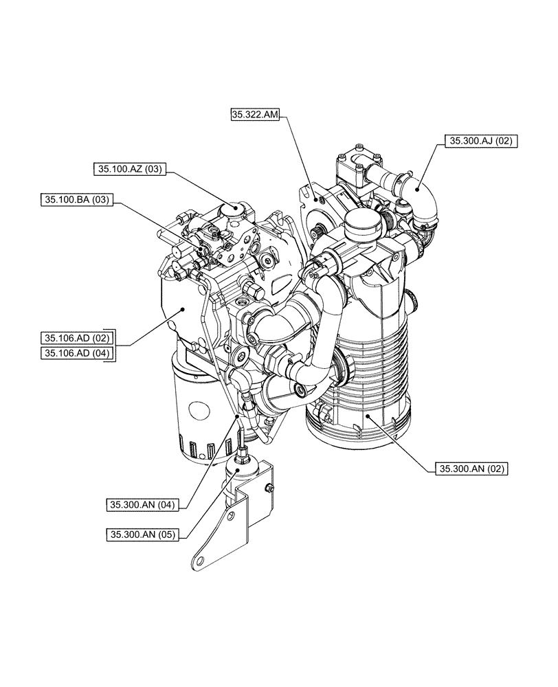 Схема запчастей Case IH PUMA 185 CVT - (35.000.00[02]) - SECTION INDEX - HYDRAULIC SYSTEMS (35) - HYDRAULIC SYSTEMS