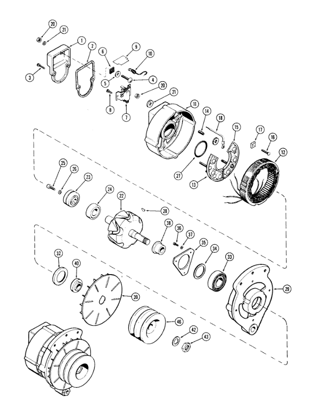 Схема запчастей Case IH 1200 - (056) - A41360 ALTERNATOR, (451) DIESEL ENGINE, FIRST USED TRACTOR SERIAL NUMBER 9808085 (04) - ELECTRICAL SYSTEMS