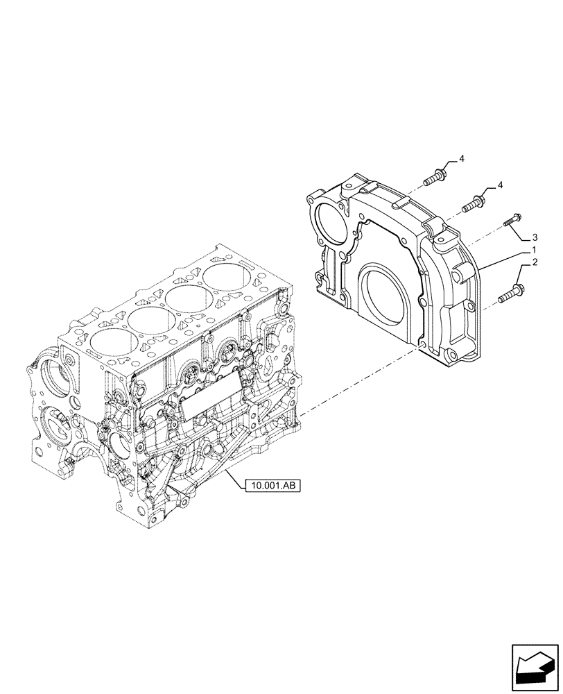 Схема запчастей Case IH F5GFL413A B021 - (10.103.AK) - FLYWHEEL CASE (10) - ENGINE