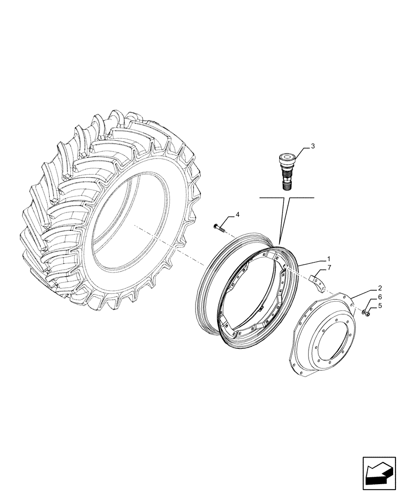 Схема запчастей Case IH FARMALL 110U - (44.511.010) - VAR - 8201801 - FRONT WHEEL (W8X28) (44) - WHEELS