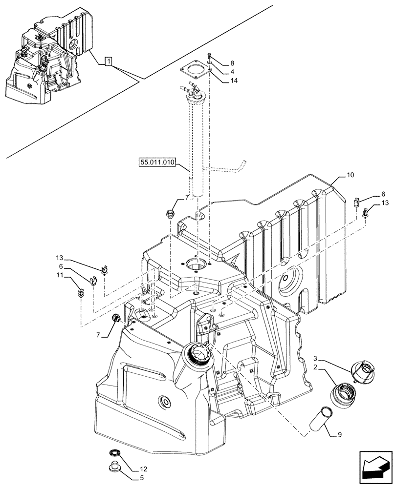 Схема запчастей Case IH FARMALL 120U - (10.216.020) - VAR - 390210 - FUEL TANK (10) - ENGINE