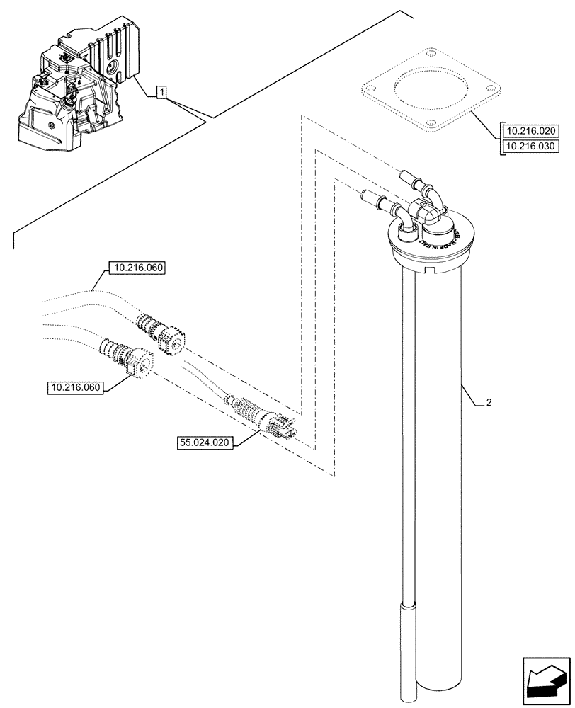 Схема запчастей Case IH FARMALL 110U - (55.011.020) - VAR - 336763, 336764 - FUEL TANK, LEVEL, SENSOR (55) - ELECTRICAL SYSTEMS