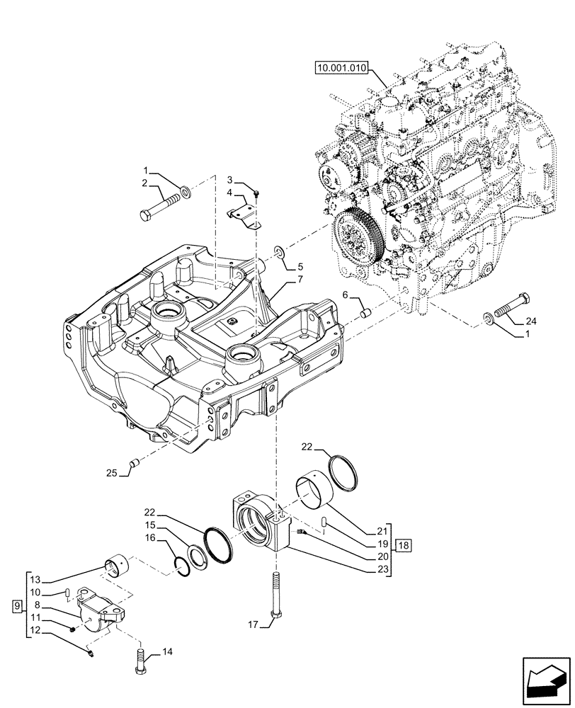 Схема запчастей Case IH FARMALL 110U - (25.100.120) - VAR - 744558, 744942, 744943, 758288, 758385 - FRONT AXLE SUPPORT, MULTIFUNCTIONAL (25) - FRONT AXLE SYSTEM