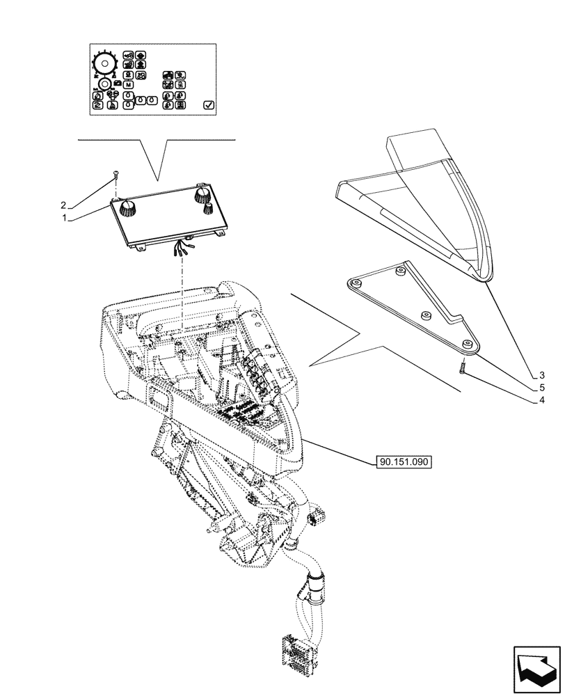 Схема запчастей Case IH OPTUM 300 CVT - (55.512.190) - ARMREST, CONTROL PANEL (55) - ELECTRICAL SYSTEMS