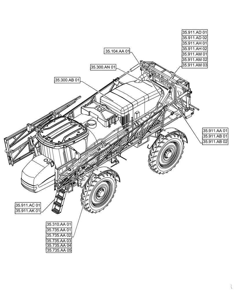 Схема запчастей Case IH PATRIOT 2250 - (00.000.35[01]) - PICTORIAL INDEX - HYDRAULIC SYSTEMS (00) - GENERAL & PICTORIAL INDEX