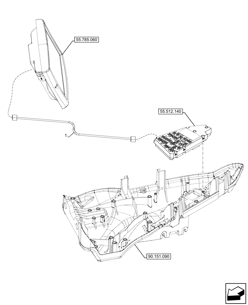 Схема запчастей Case IH OPTUM 270 CVT - (55.100.110) - ARMREST, HARNESS (55) - ELECTRICAL SYSTEMS