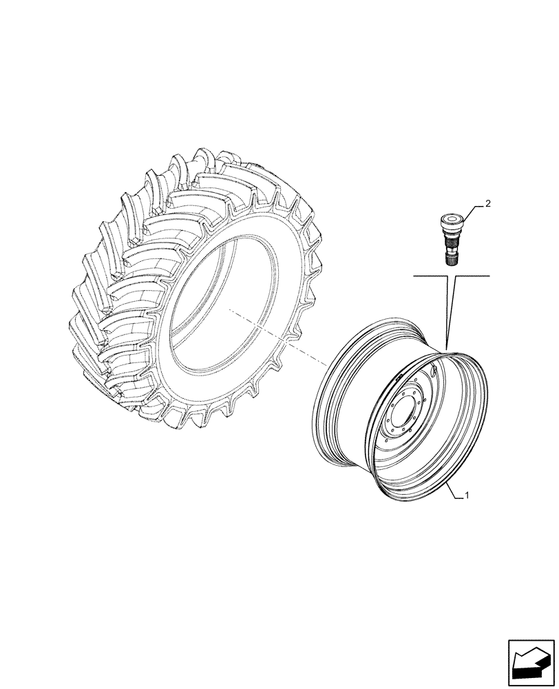 Схема запчастей Case IH FARMALL 120U - (44.520.010) - VAR - 8324604 - REAR WHEEL (DWW20BX38) (44) - WHEELS