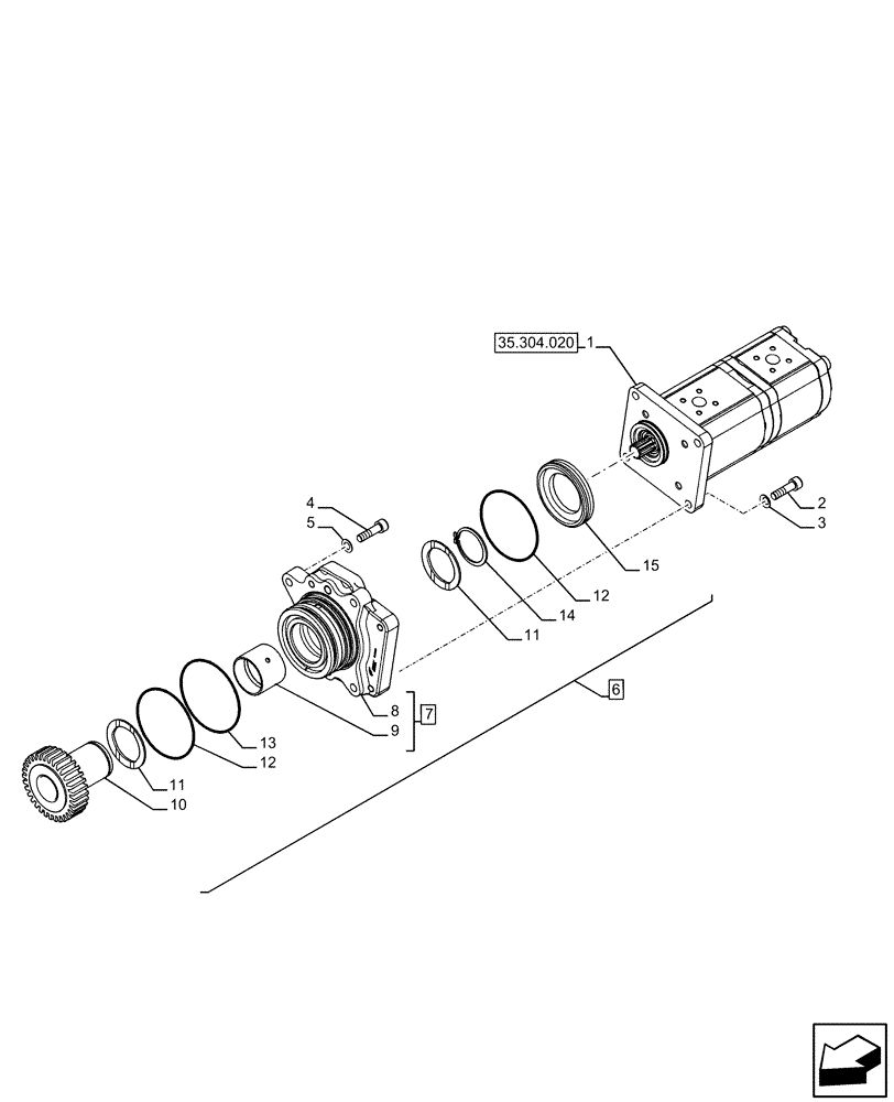 Схема запчастей Case IH FARMALL 110U - (35.304.010) - VAR - 390434 - PUMP (25CC/16CC) (35) - HYDRAULIC SYSTEMS