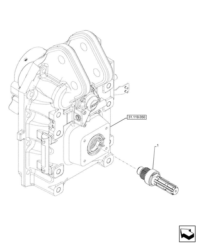 Схема запчастей Case IH OPTUM 300 CVT - (31.119.060) - VAR - 758794 - PTO, OUTPUT SHAFT (31) - IMPLEMENT POWER TAKE OFF