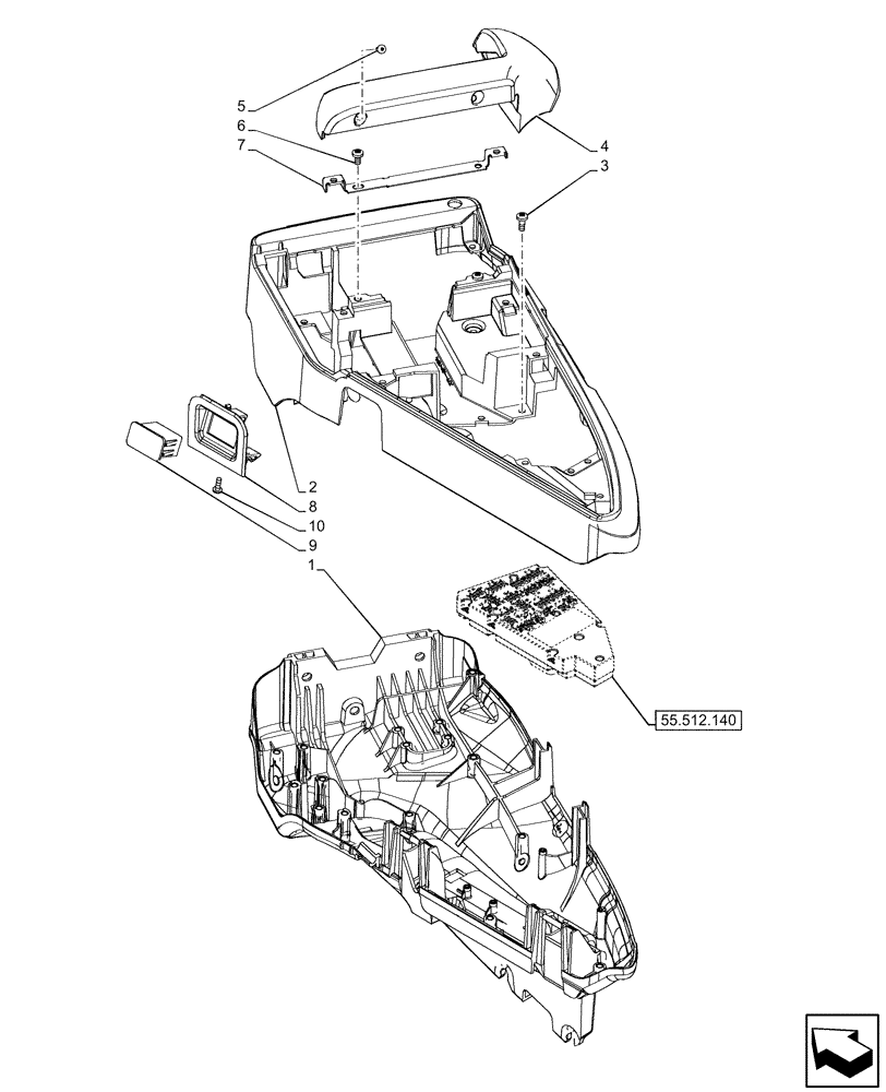 Схема запчастей Case IH OPTUM 270 CVT - (90.151.090) - ARMREST CONTROLS EHR (90) - PLATFORM, CAB, BODYWORK AND DECALS